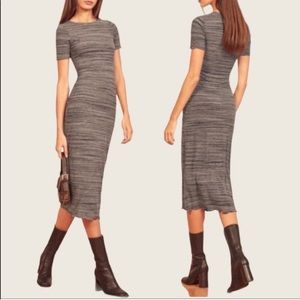 Reformation Perry Midi Dress in Charcoal, SIZE SMALL. 0226